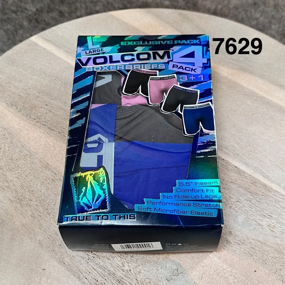 Volcom Mens Large 36-38 Assorted Performance Stretch Boxer Briefs 4 in Package